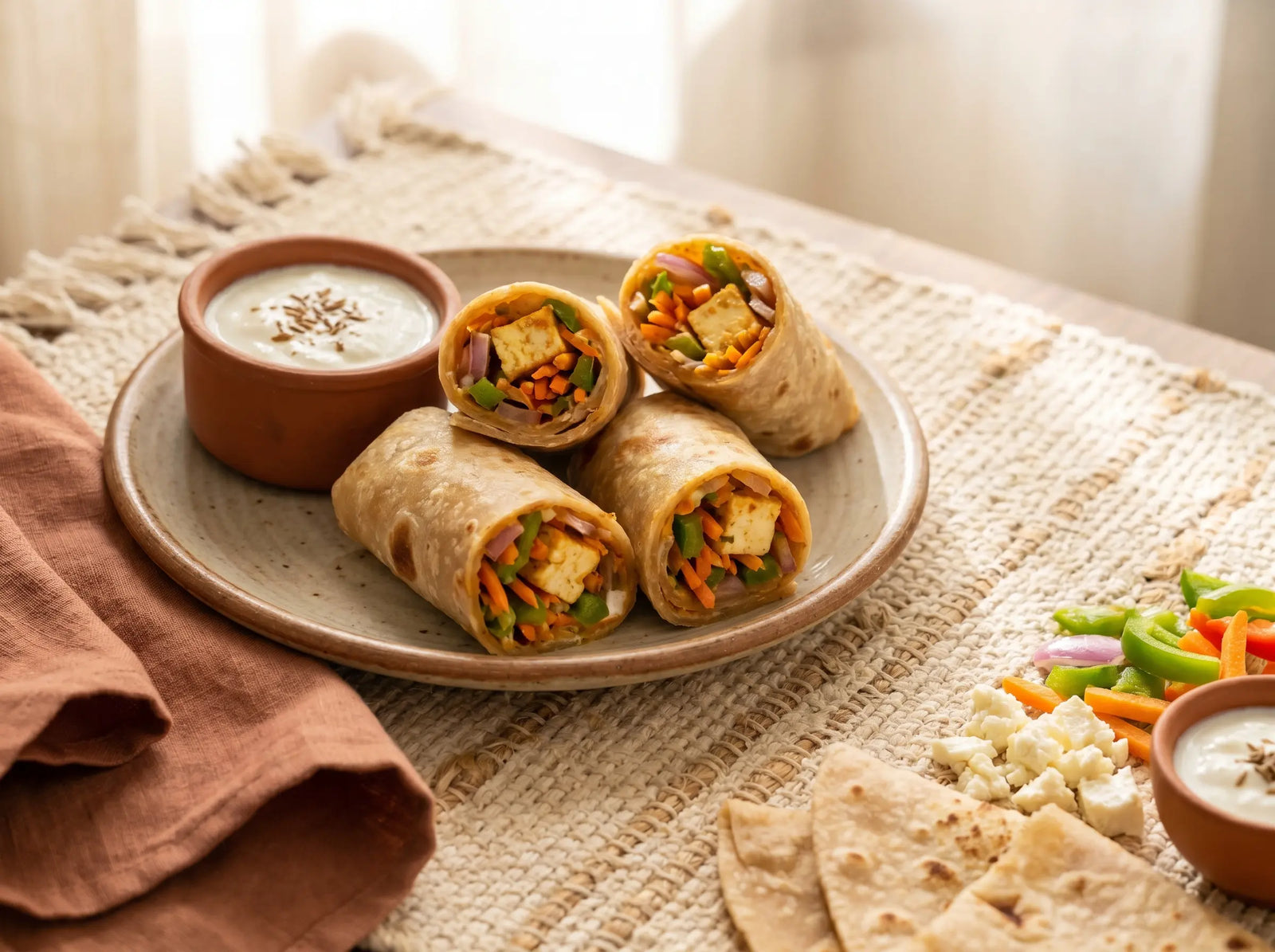 Veg & paneer frankie wrap — a hand-held roll that makes picky lunches easy (2–5 years)
