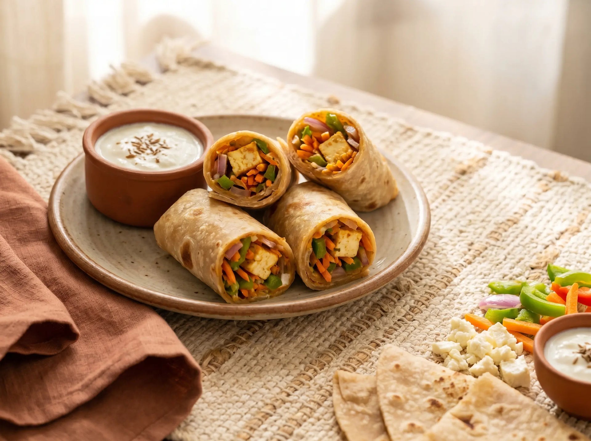 Veg & paneer frankie wrap — a hand-held roll that makes picky lunches easy (2–5 years)