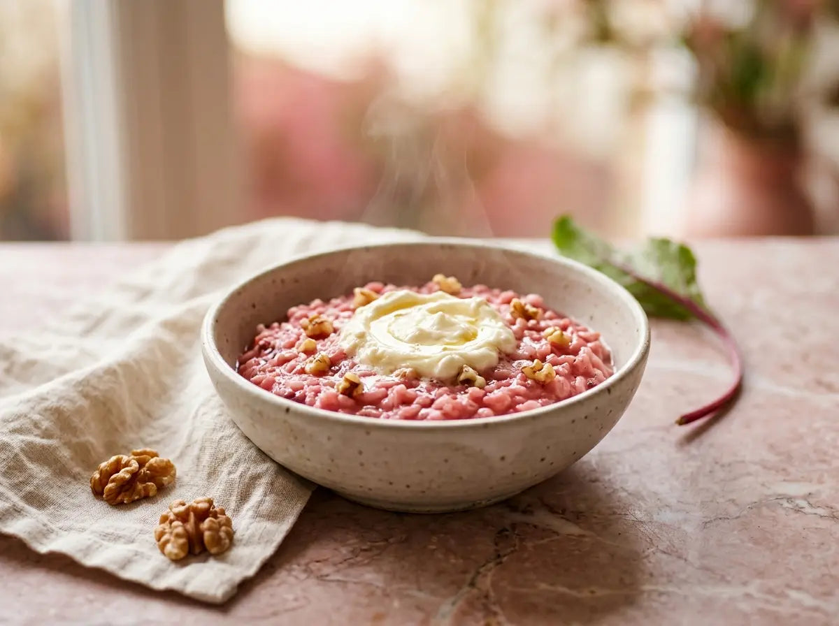 Pink walnut risotto — a creamy, blush-coloured bowl that feeds a growing brain its best fats (2–5 years)