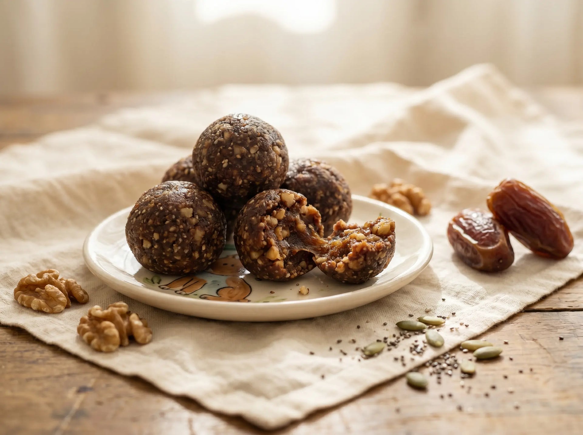 Walnut & date energy balls — brain-and-focus bites for busy little days (2–5 years)