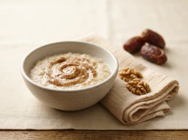 Walnut & date oats porridge — an omega-3 first breakfast for the growing brain (9–12 months)